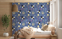 whimsical bee and floral wallpaper for bright bedroom backdrop., GD10110