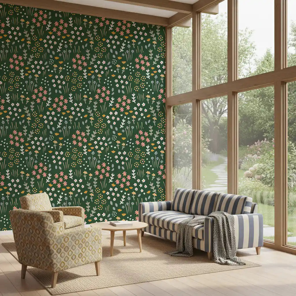 Evergreen Floral Wallpaper⁠