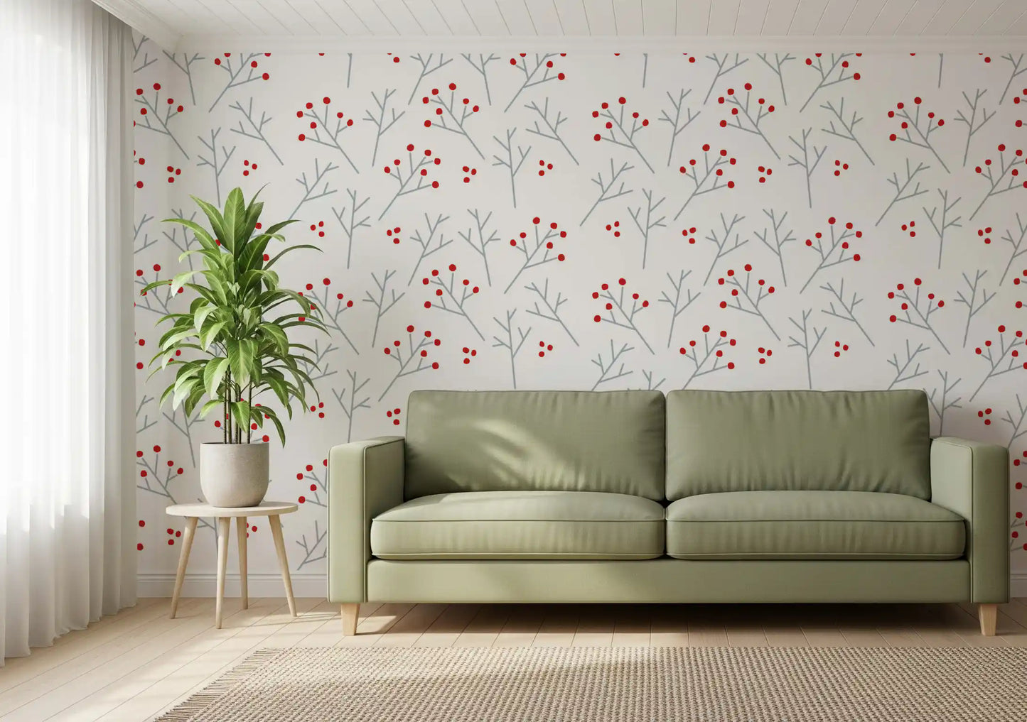 Scandi Berry Branches Wallpaper⁠