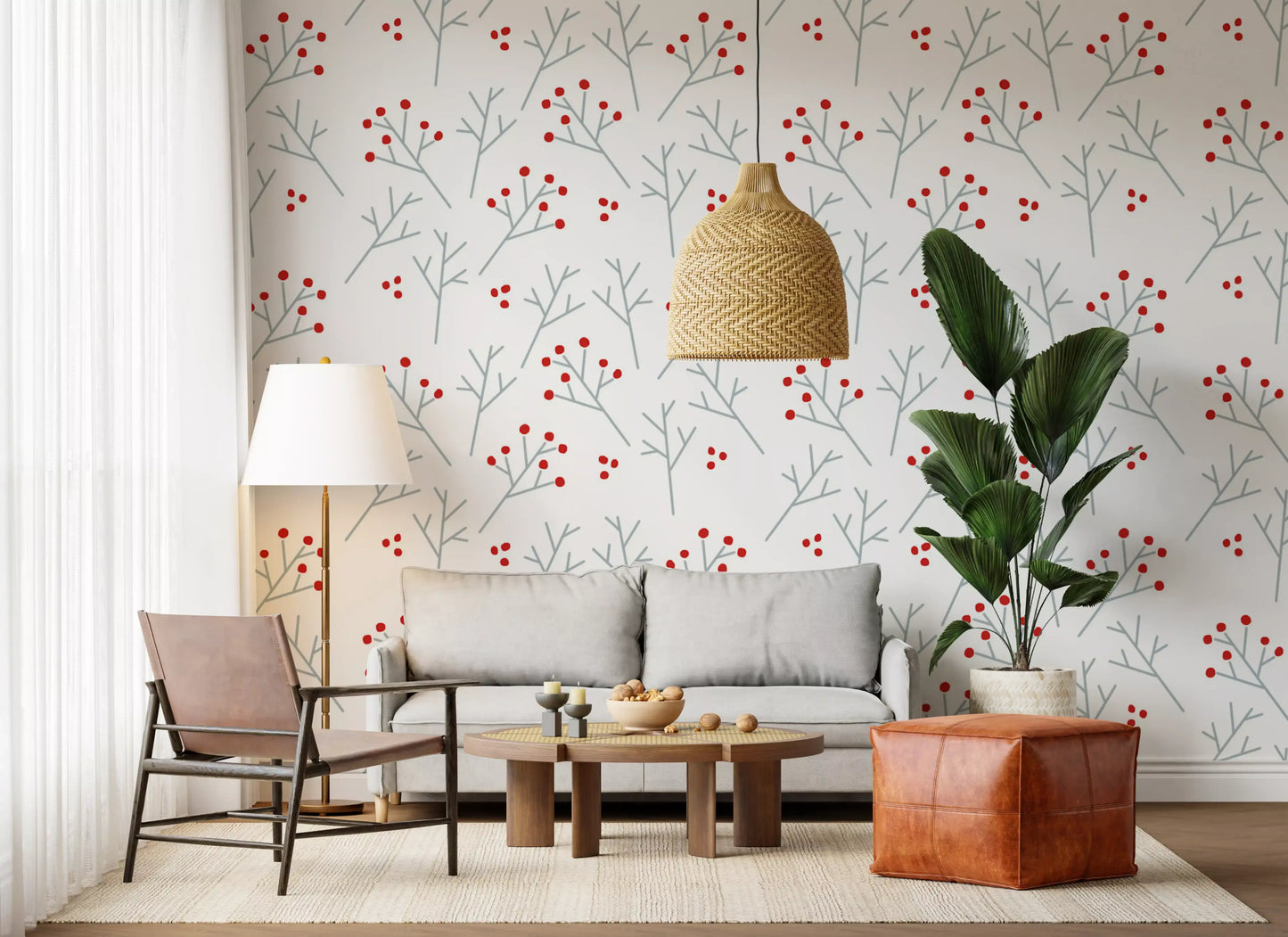 Scandi Berry Branches Wallpaper⁠