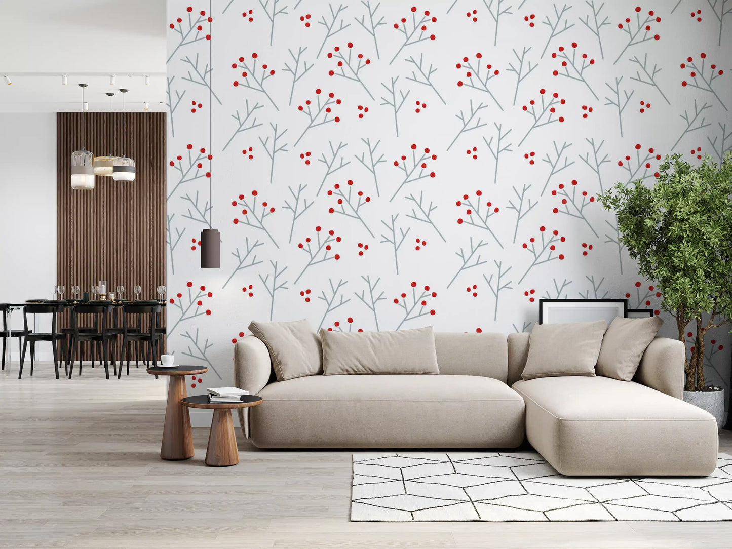 Scandi Berry Branches Wallpaper⁠