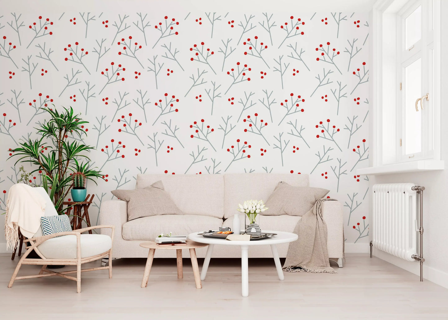 Scandi Berry Branches Wallpaper⁠