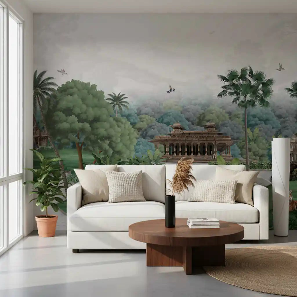 Emerald Jungle Palace Wall Mural