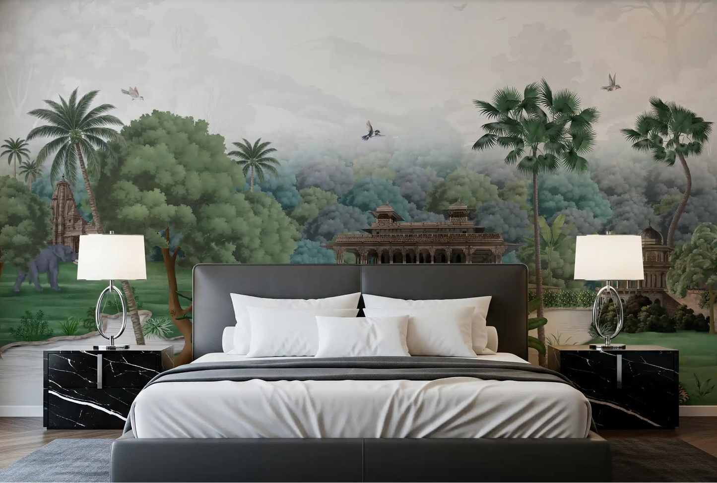 Emerald Jungle Palace Wall Mural