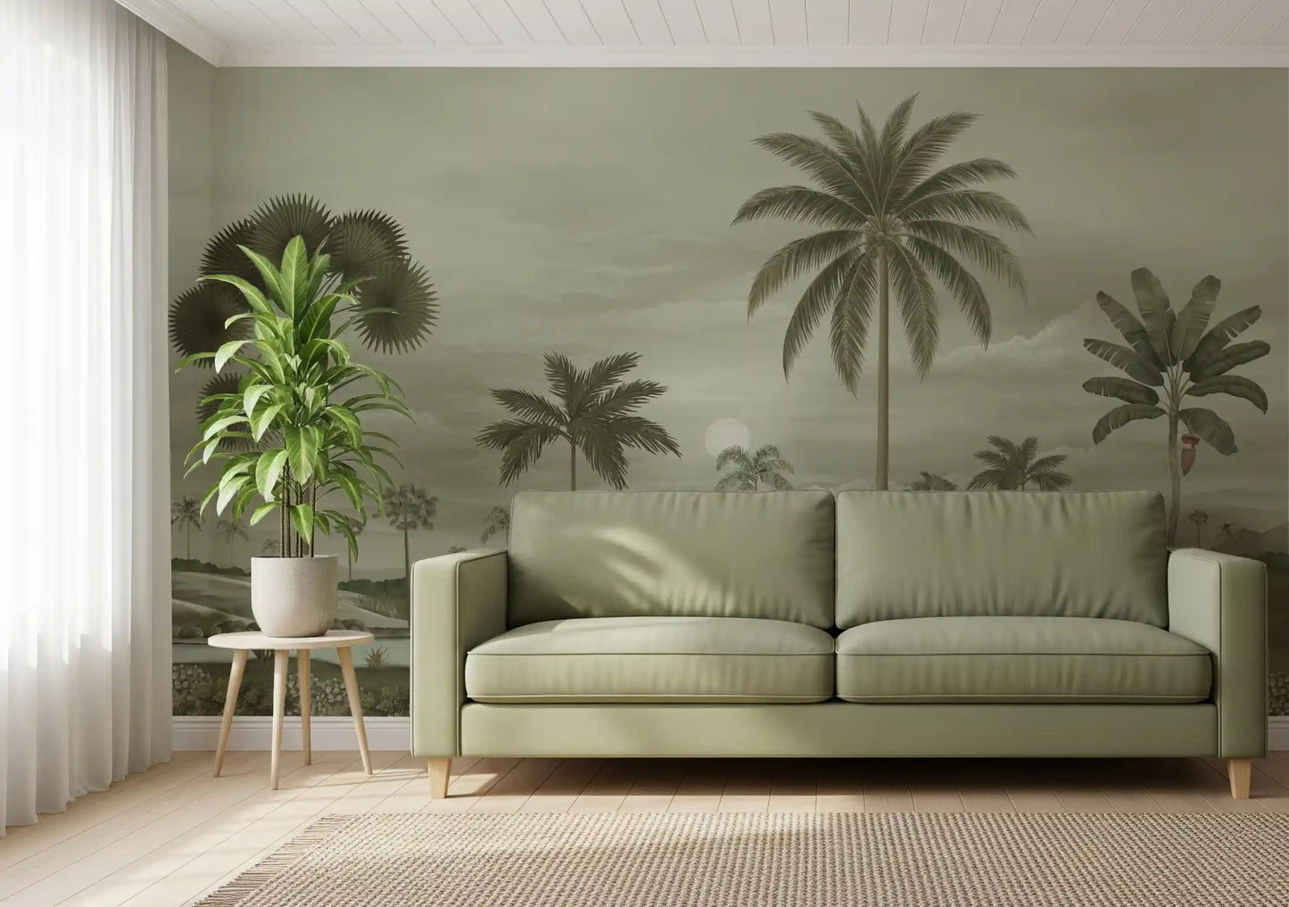 Muted Tropical Riverbend Wall Mural
