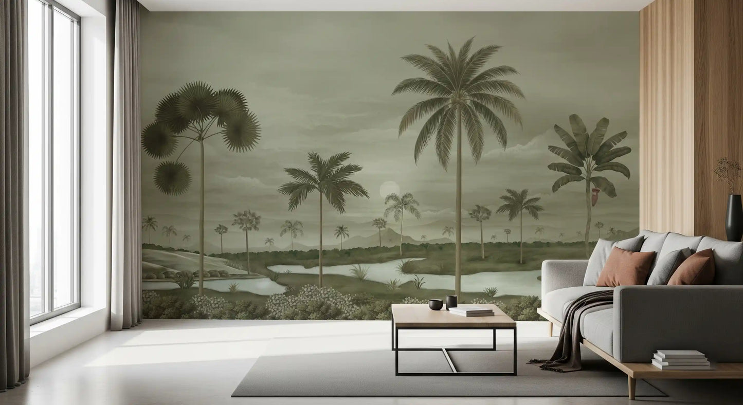 Muted Tropical Riverbend Wall Mural