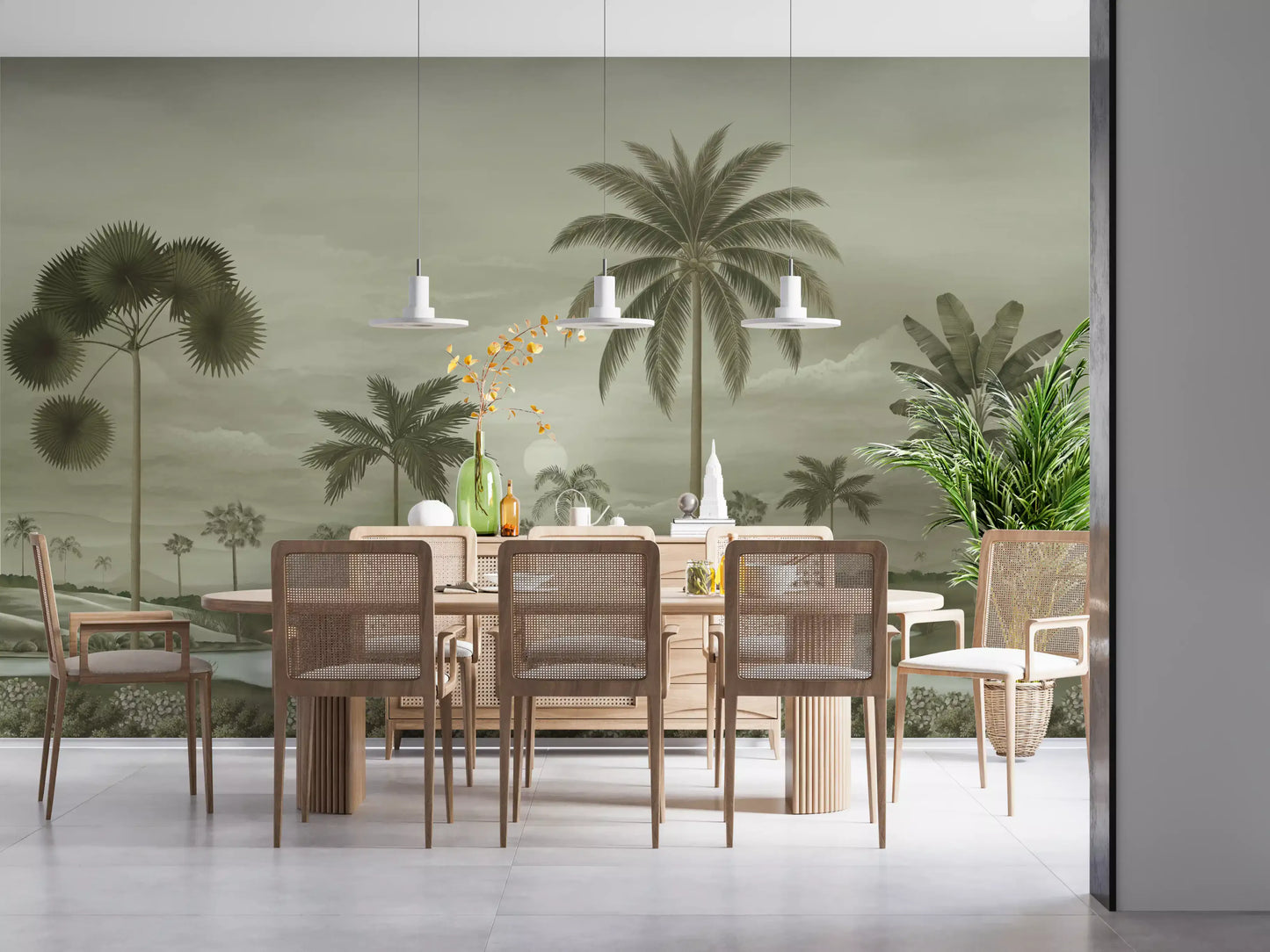 Muted Tropical Riverbend Wall Mural