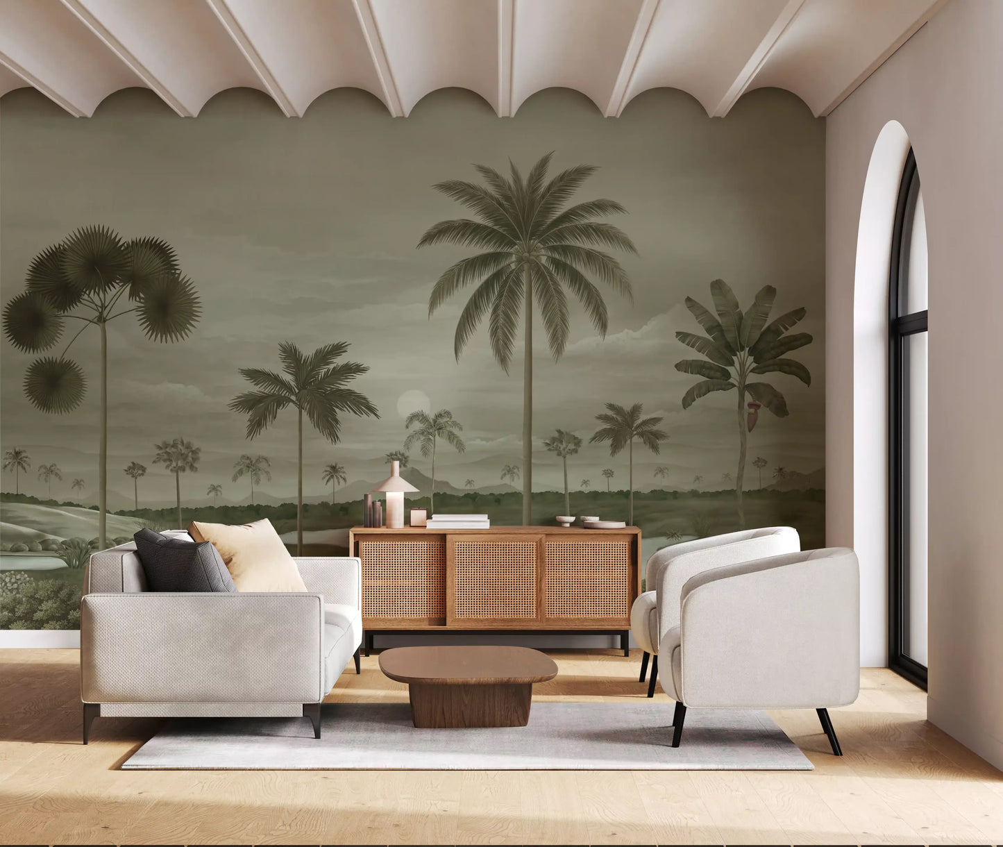 Muted Tropical Riverbend Wall Mural