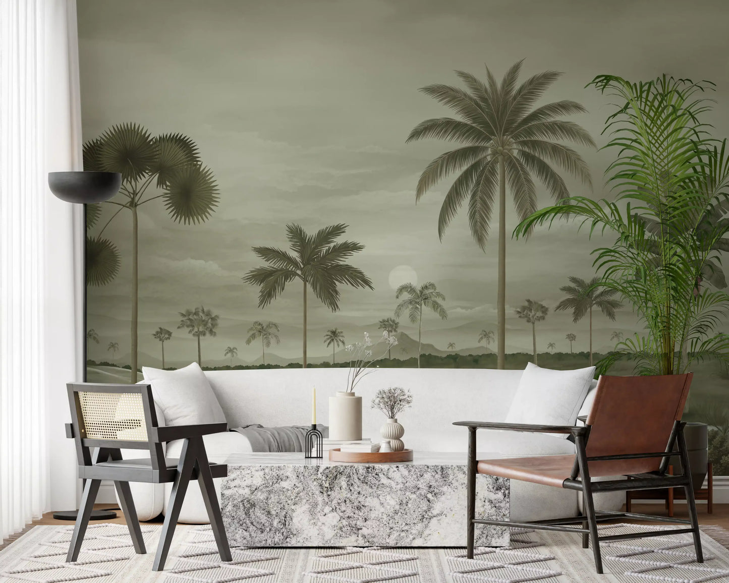 Muted Tropical Riverbend Wall Mural