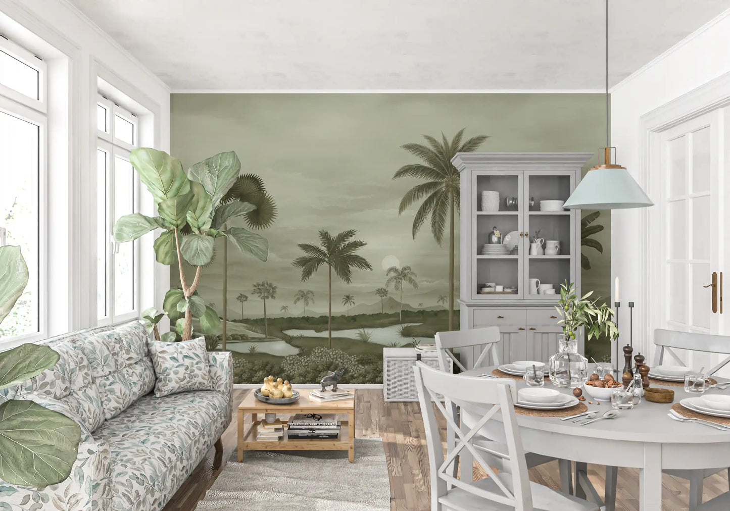 Muted Tropical Riverbend Wall Mural