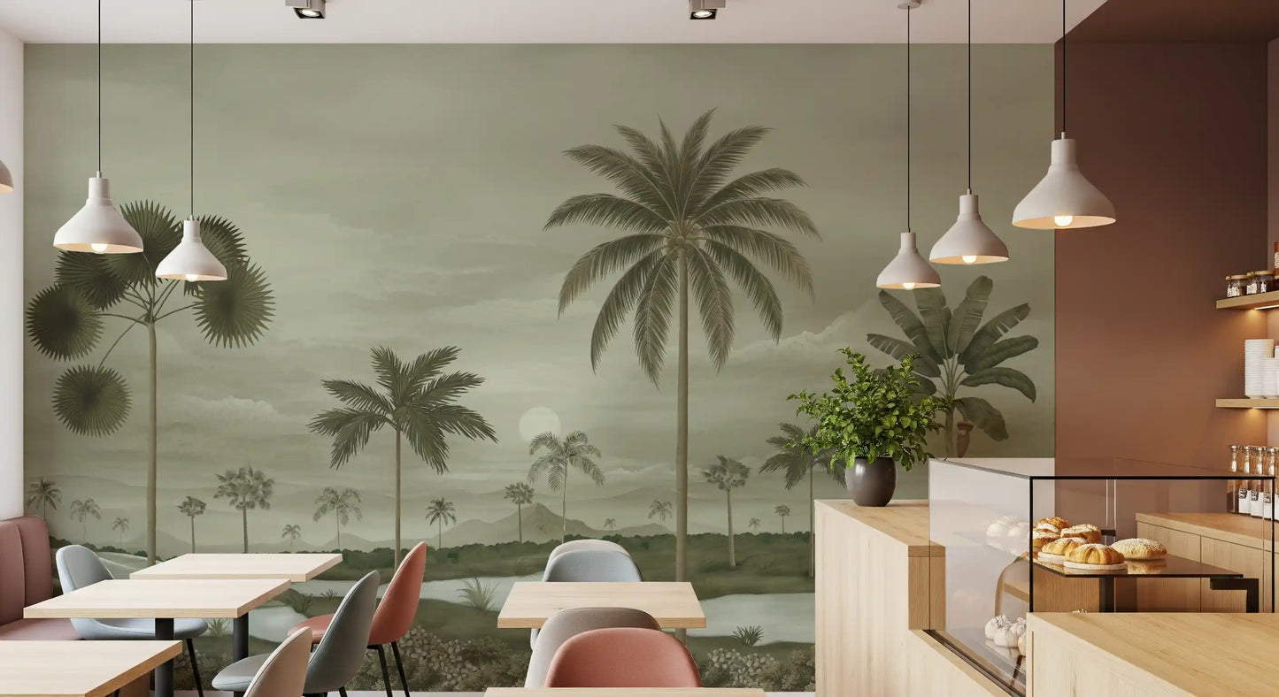 Muted Tropical Riverbend Wall Mural
