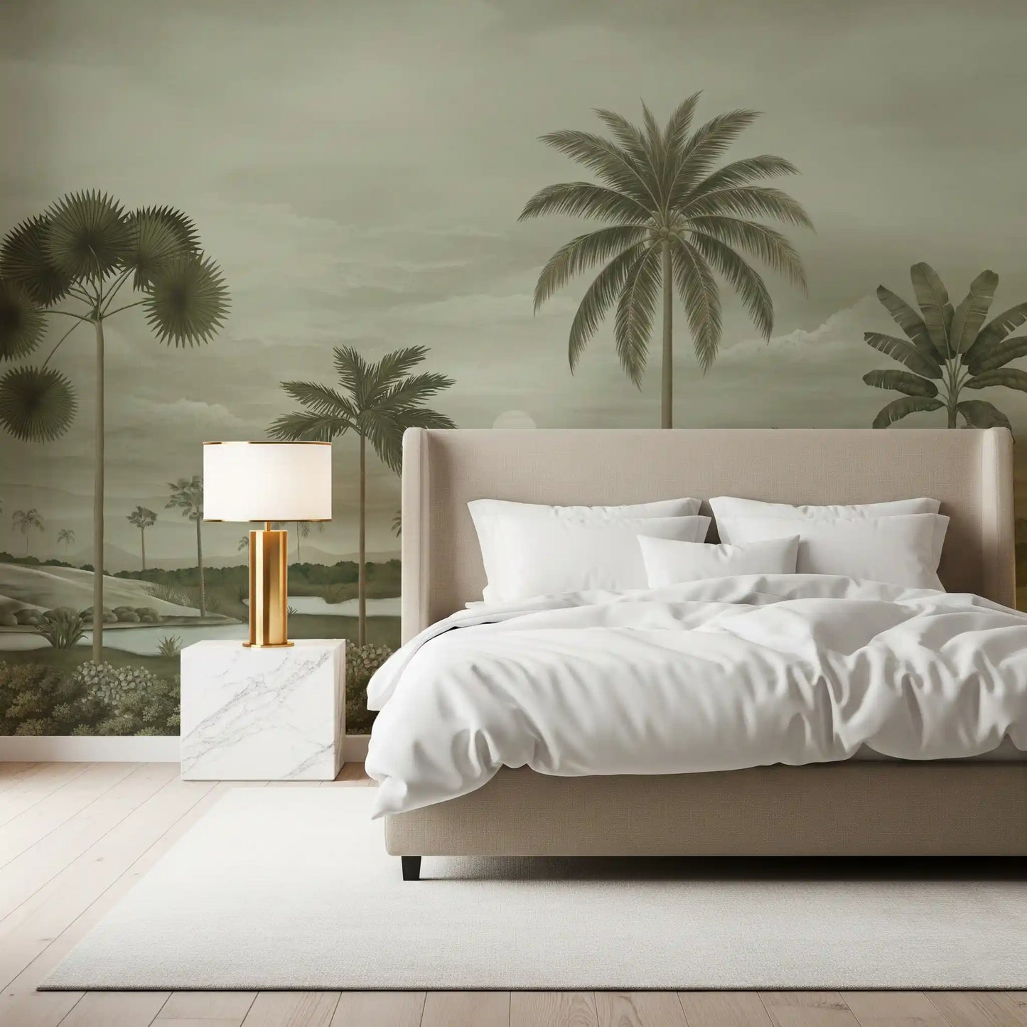 Muted Tropical Riverbend Wall Mural