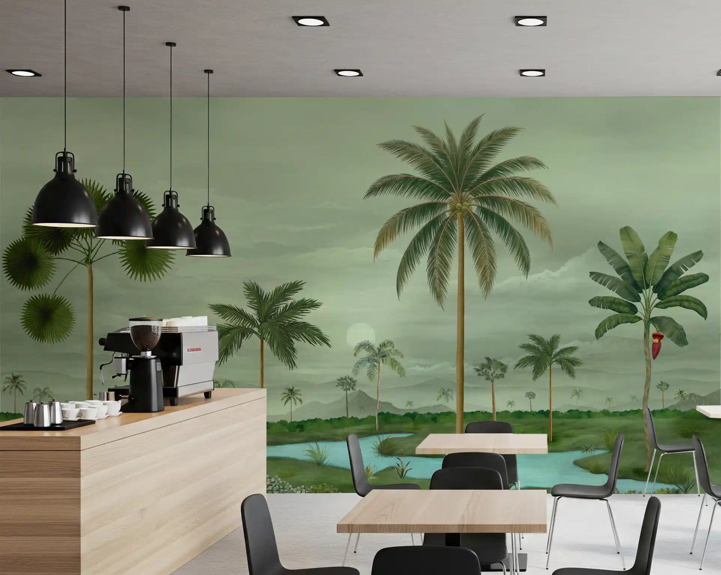 Lush River Palms Wall Mural
