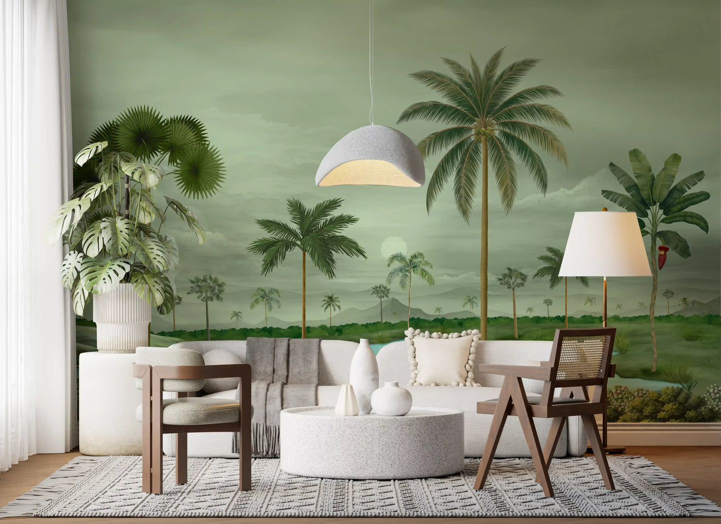 Lush River Palms Wall Mural