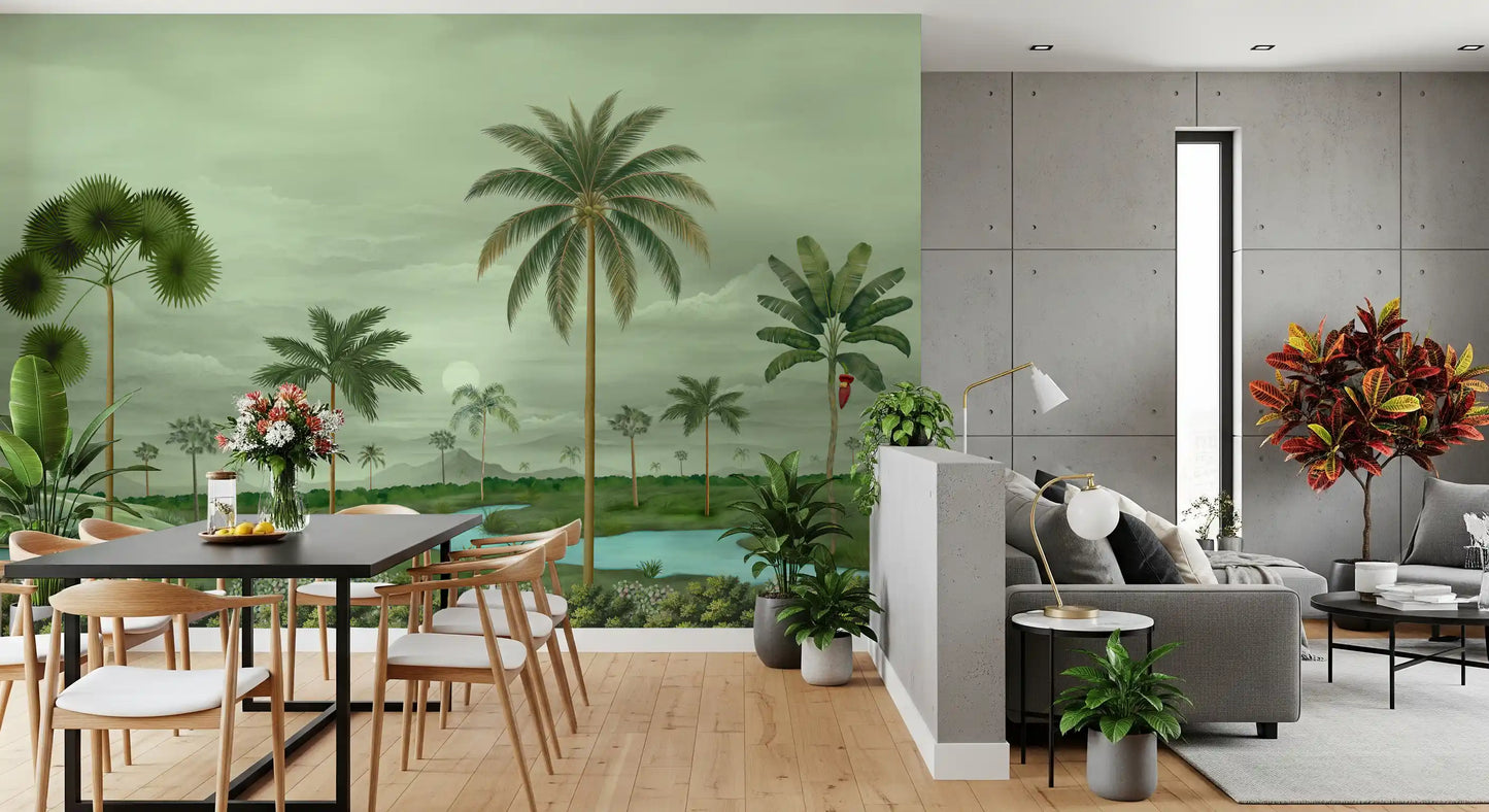 Lush River Palms Wall Mural