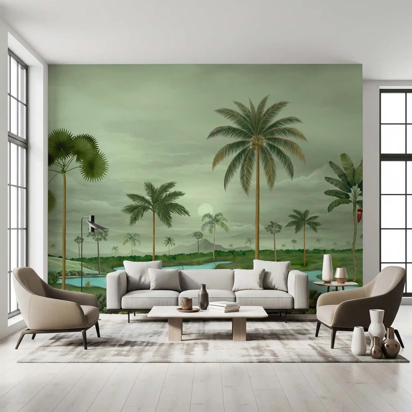 Lush River Palms Wall Mural