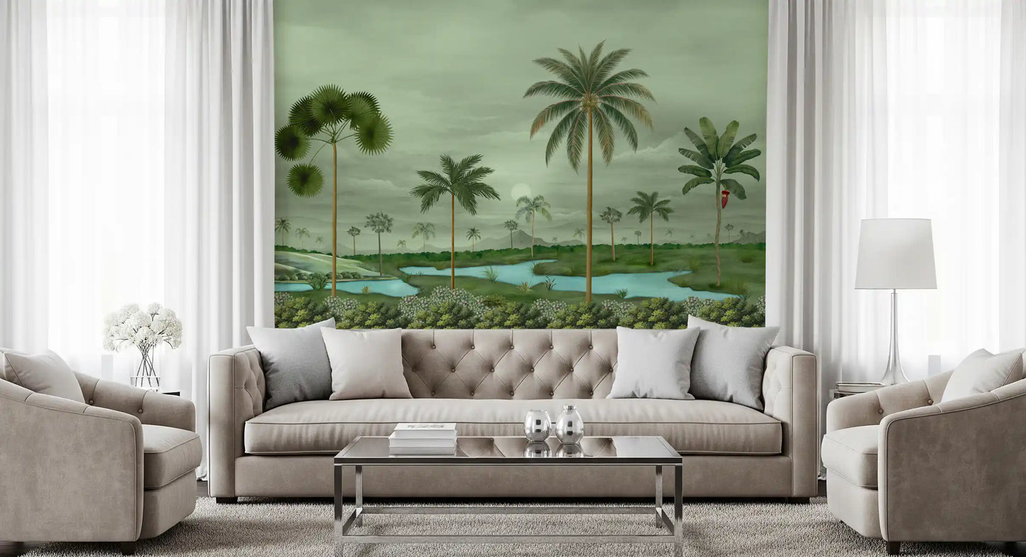 Lush River Palms Wall Mural