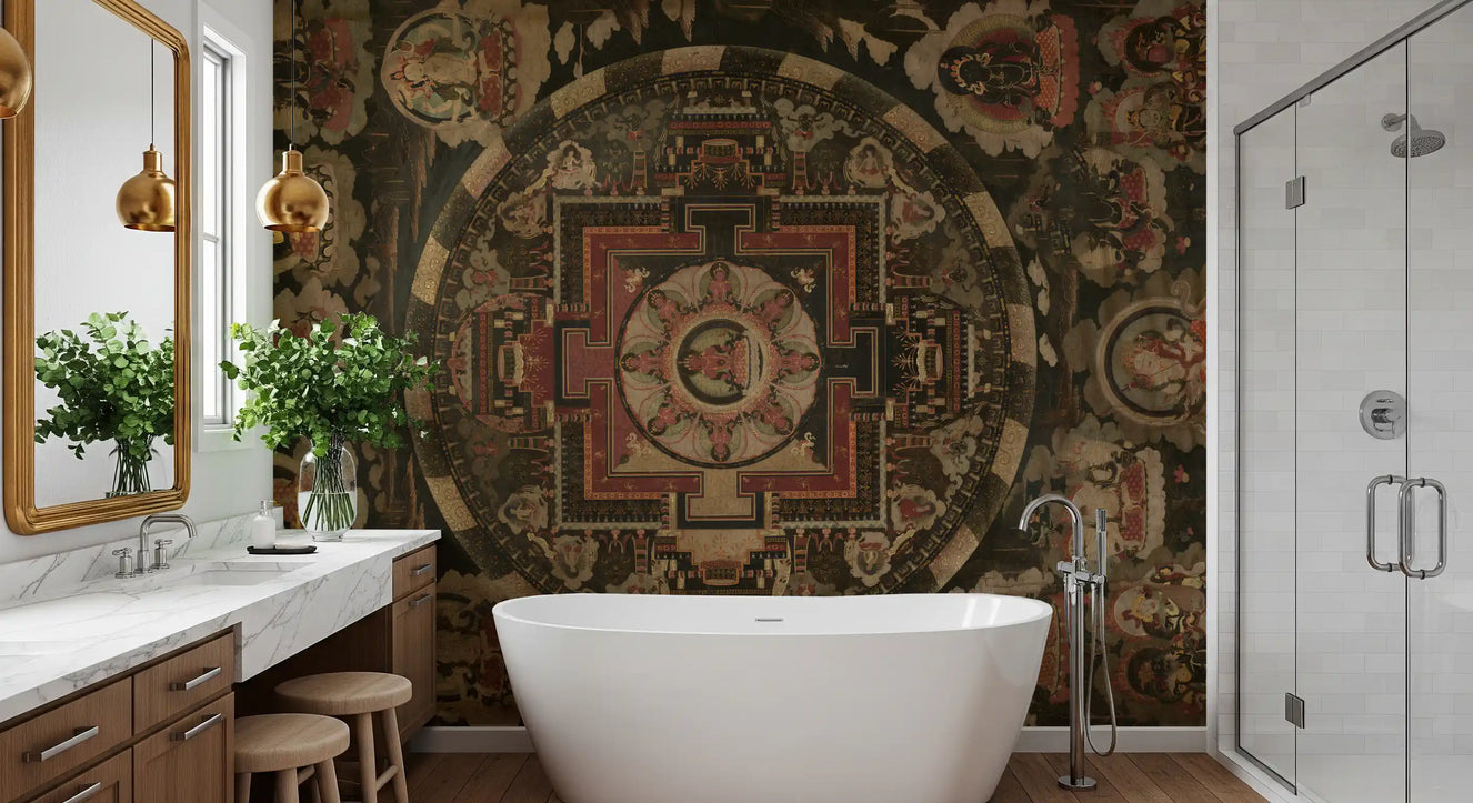 Cosmic Harmony wall mural showing a circular pattern for bathroom.
