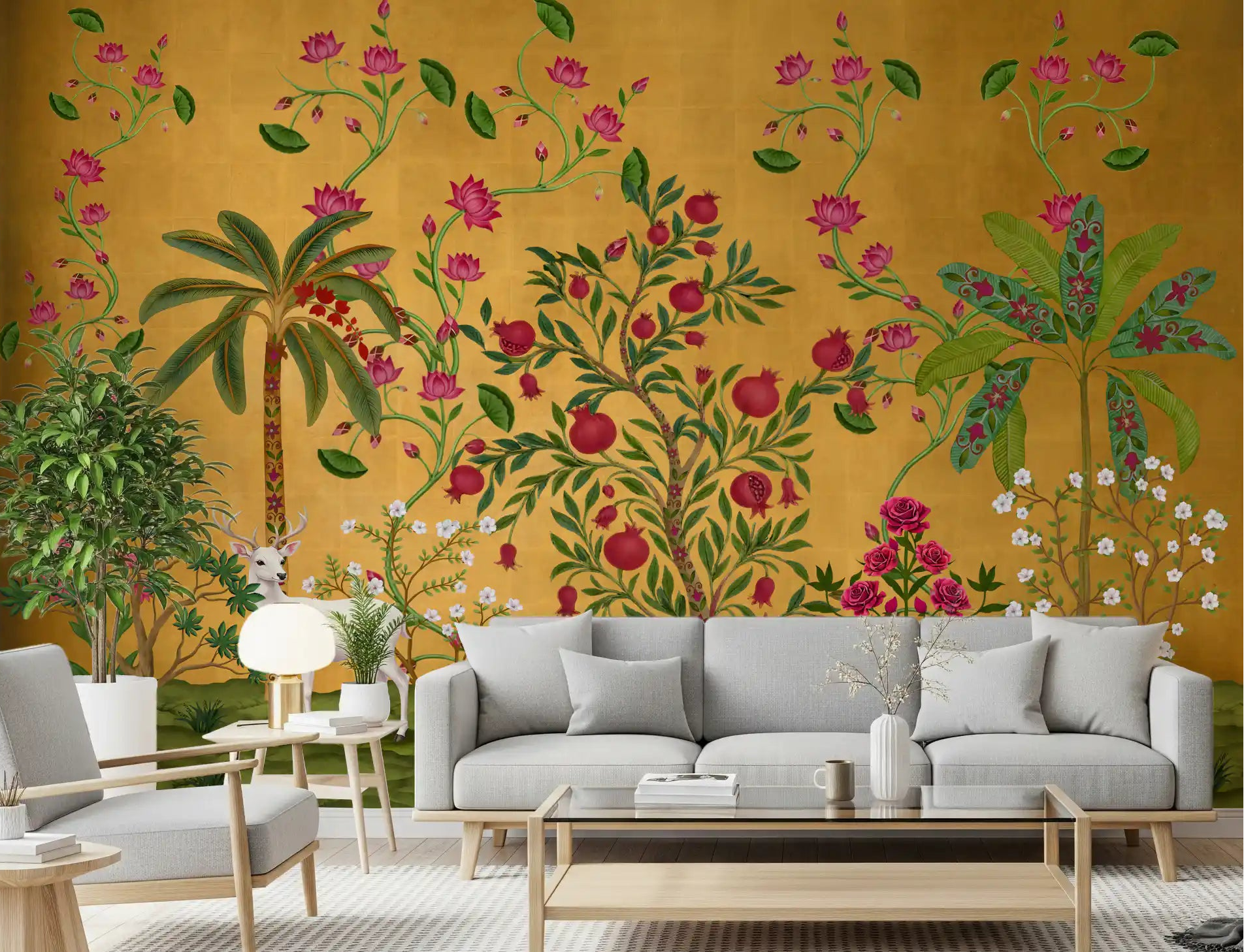 Regal Wildlife Paradise Wall Mural for heritage living room spaces., GD10131