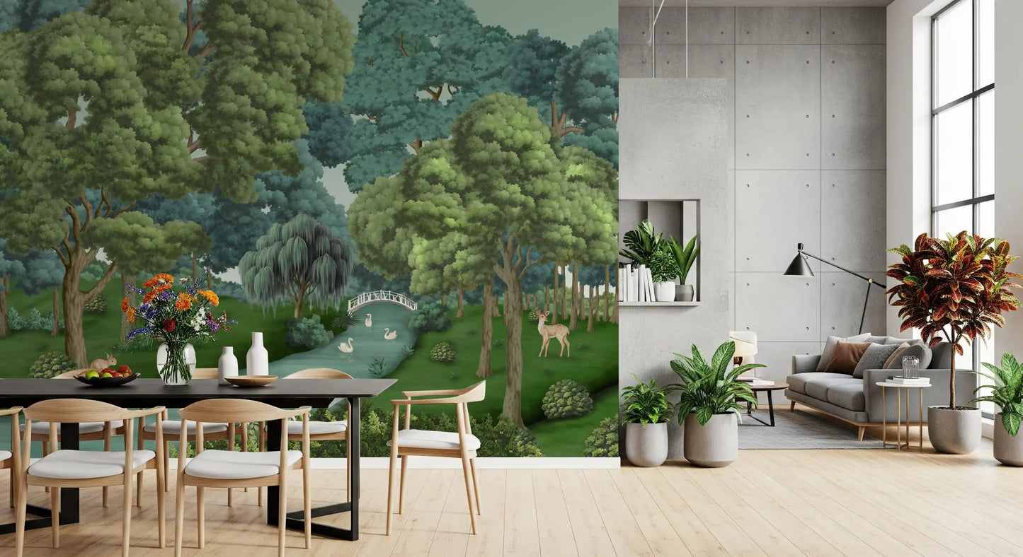 Swan Lake Woodland Wall Mural