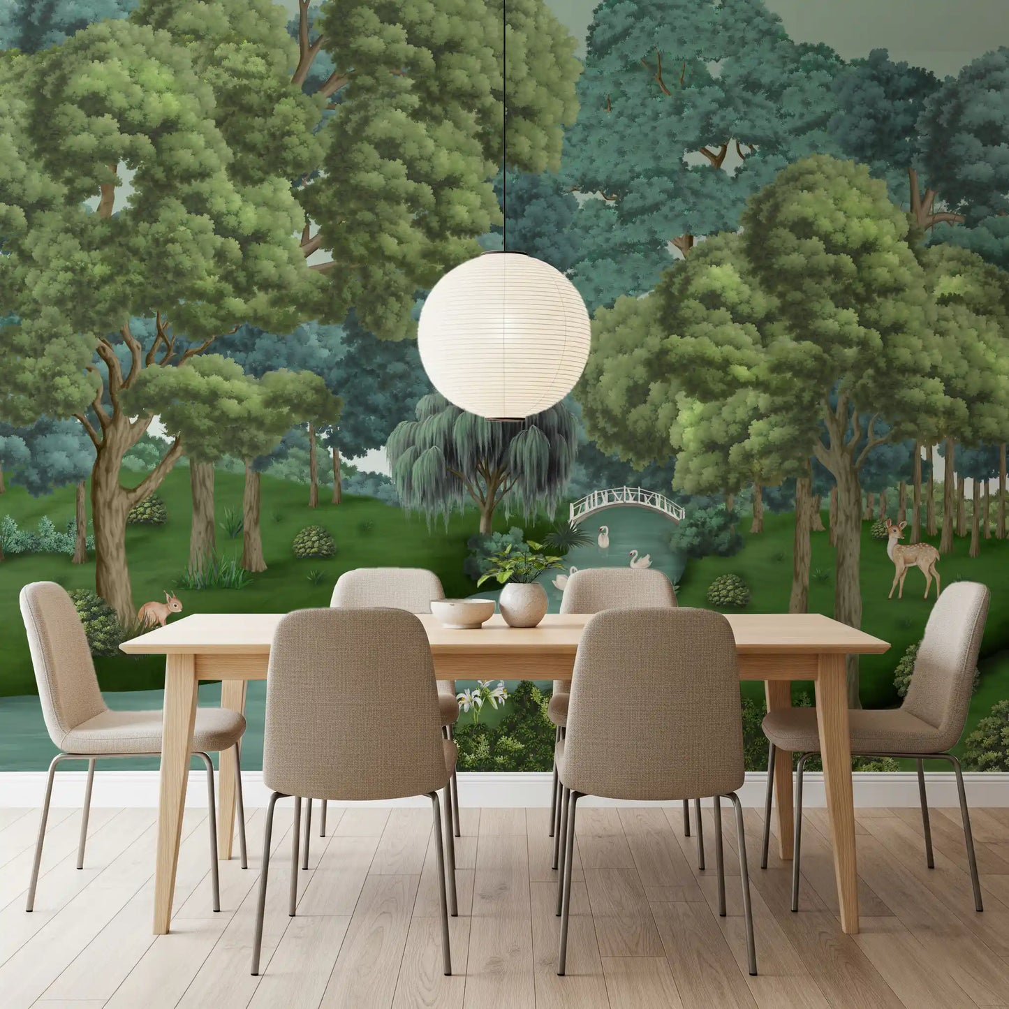 Swan Lake Woodland Wall Mural