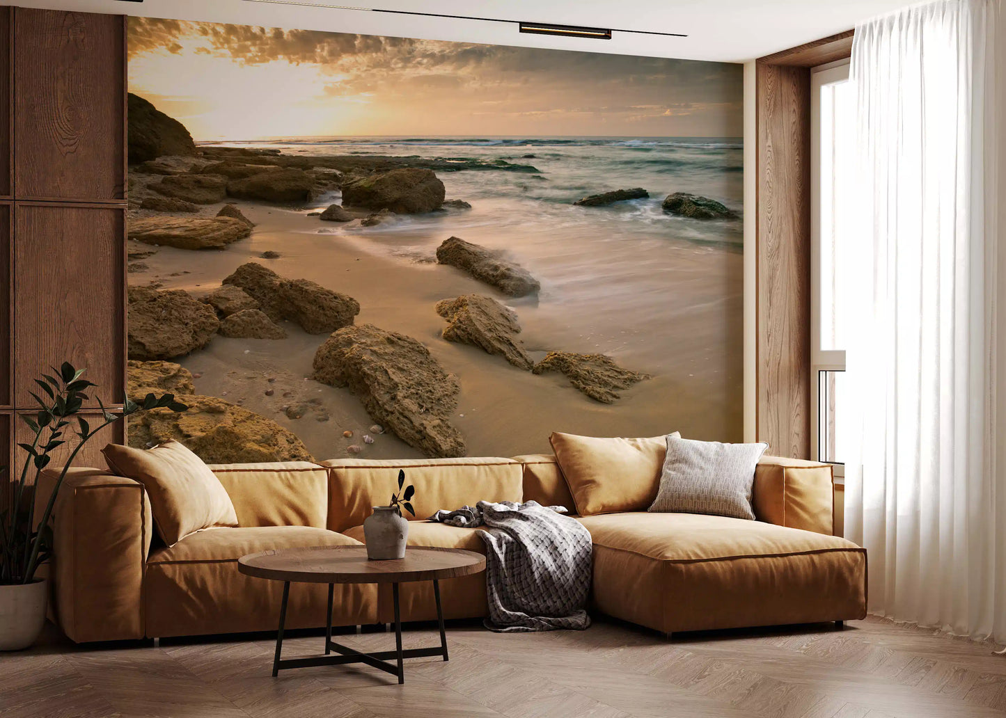 Golden Quiet Shore Wall Mural