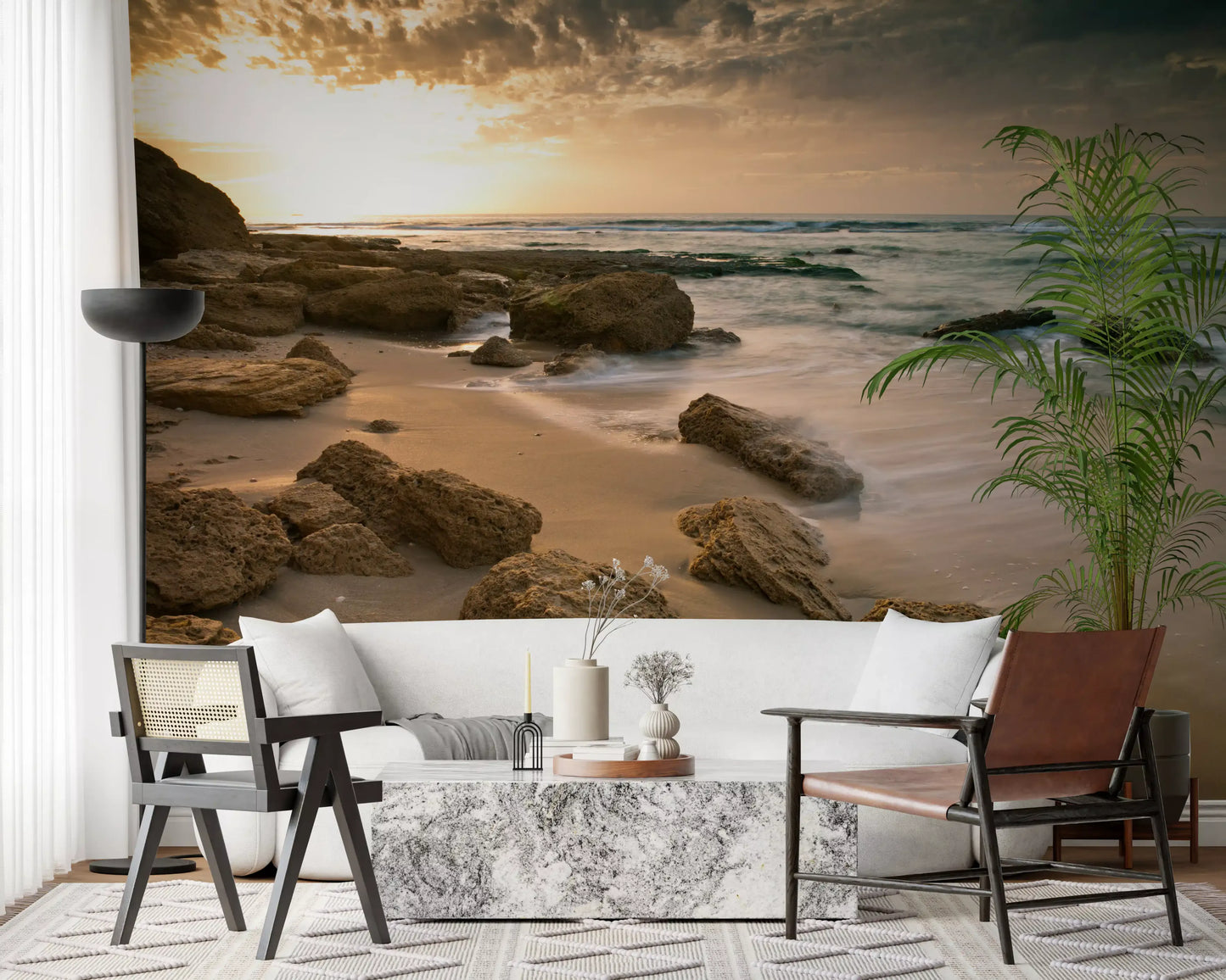 Golden Quiet Shore Wall Mural