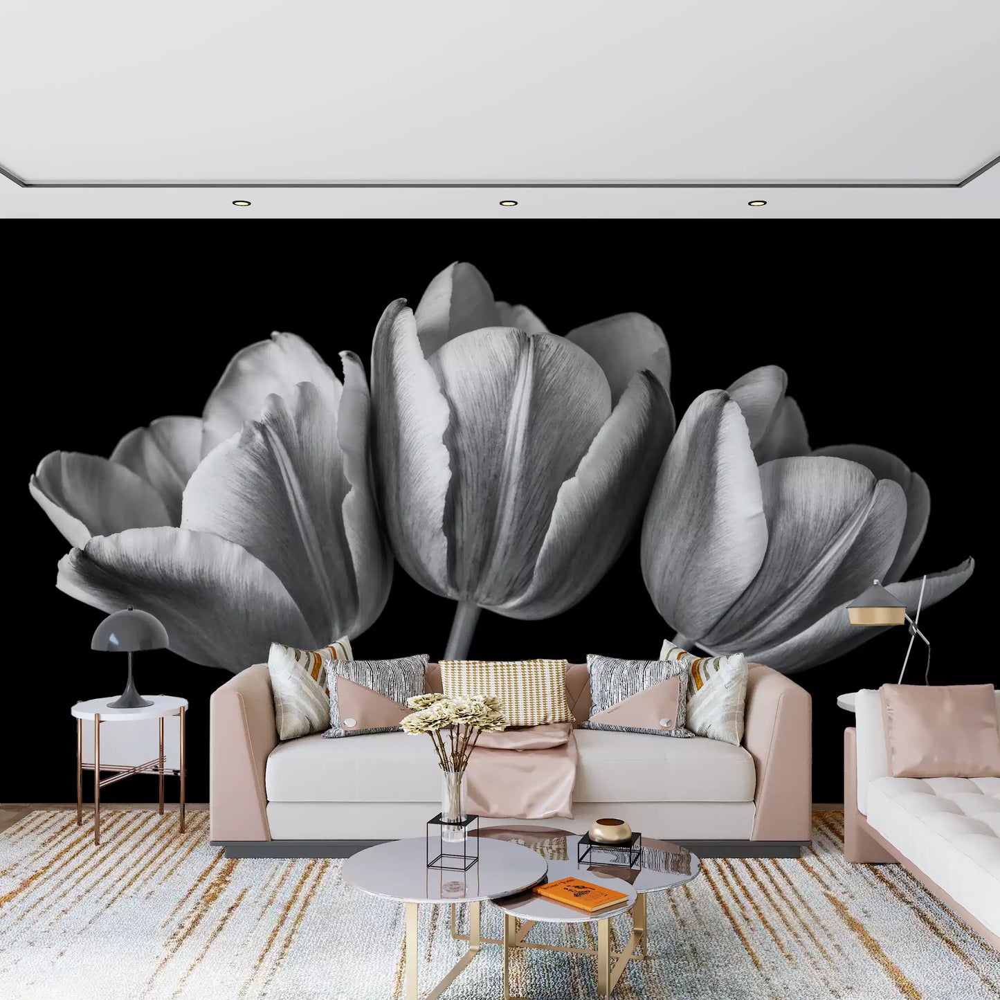 Elegant Tulip Shadows Wall Mural