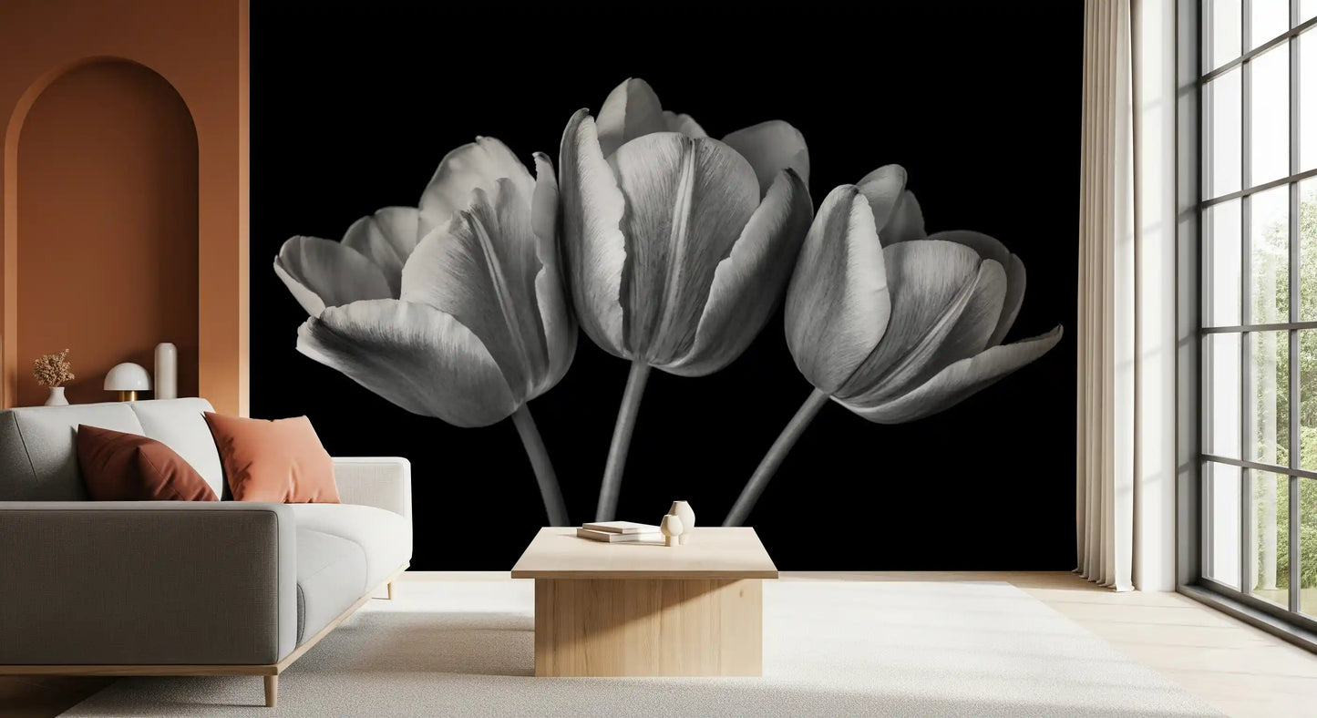 Elegant Tulip Shadows Wall Mural