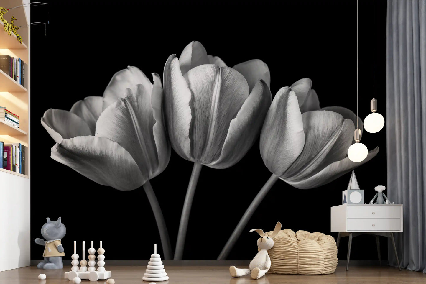 Elegant Tulip Shadows Wall Mural