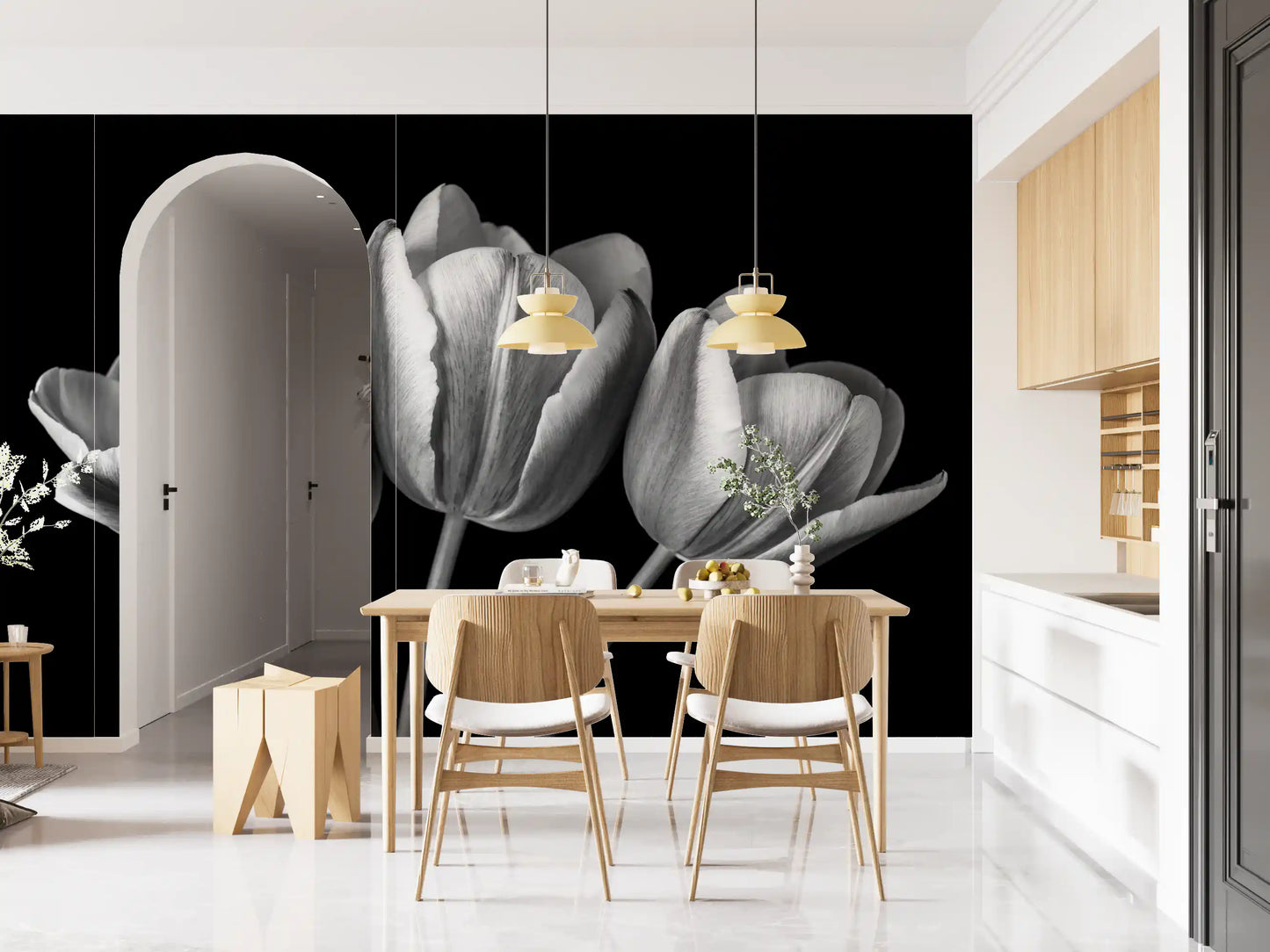 Elegant Tulip Shadows Wall Mural