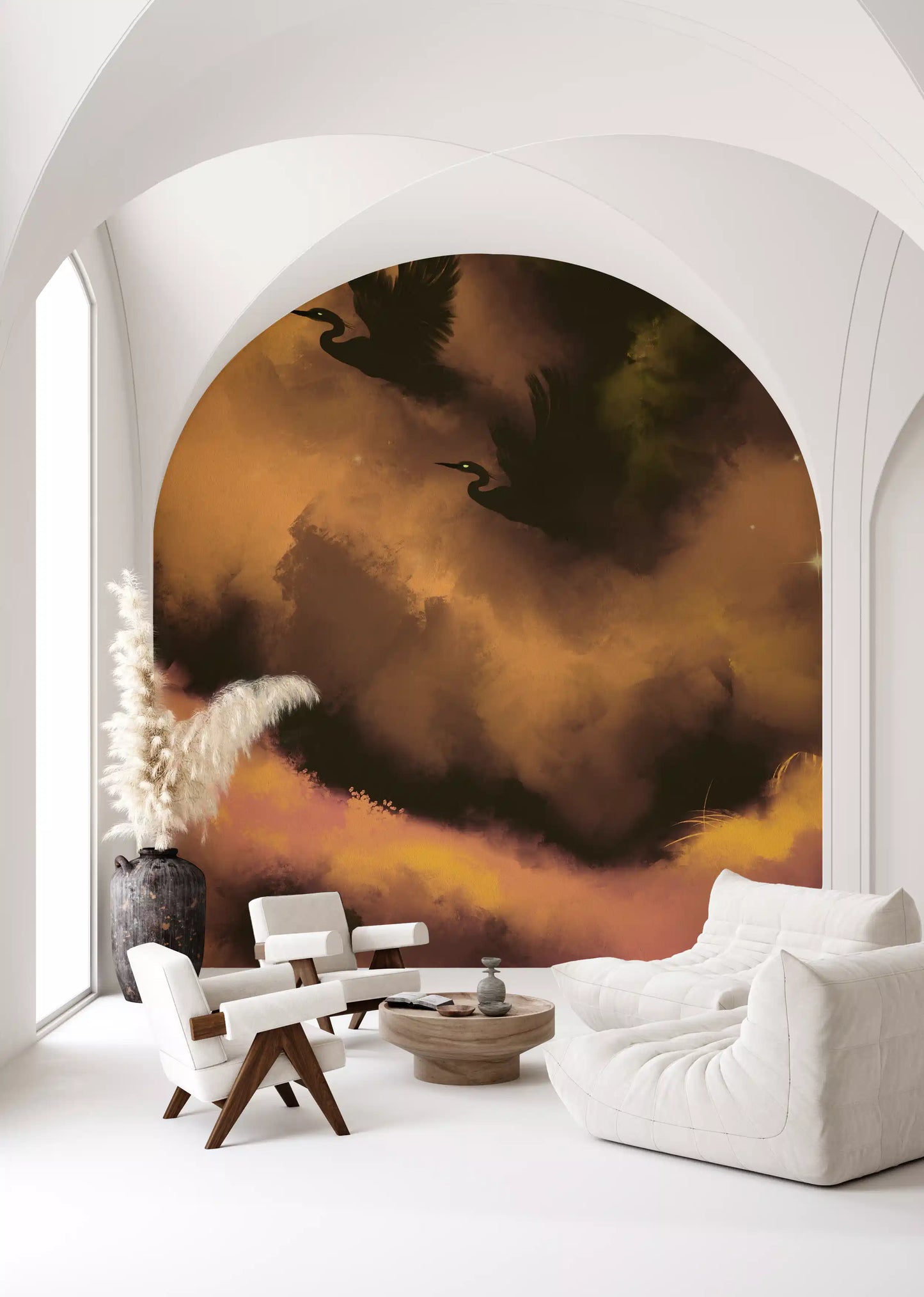 Ethereal Flight Moody Mystical Watercolor Dark Wall Mural