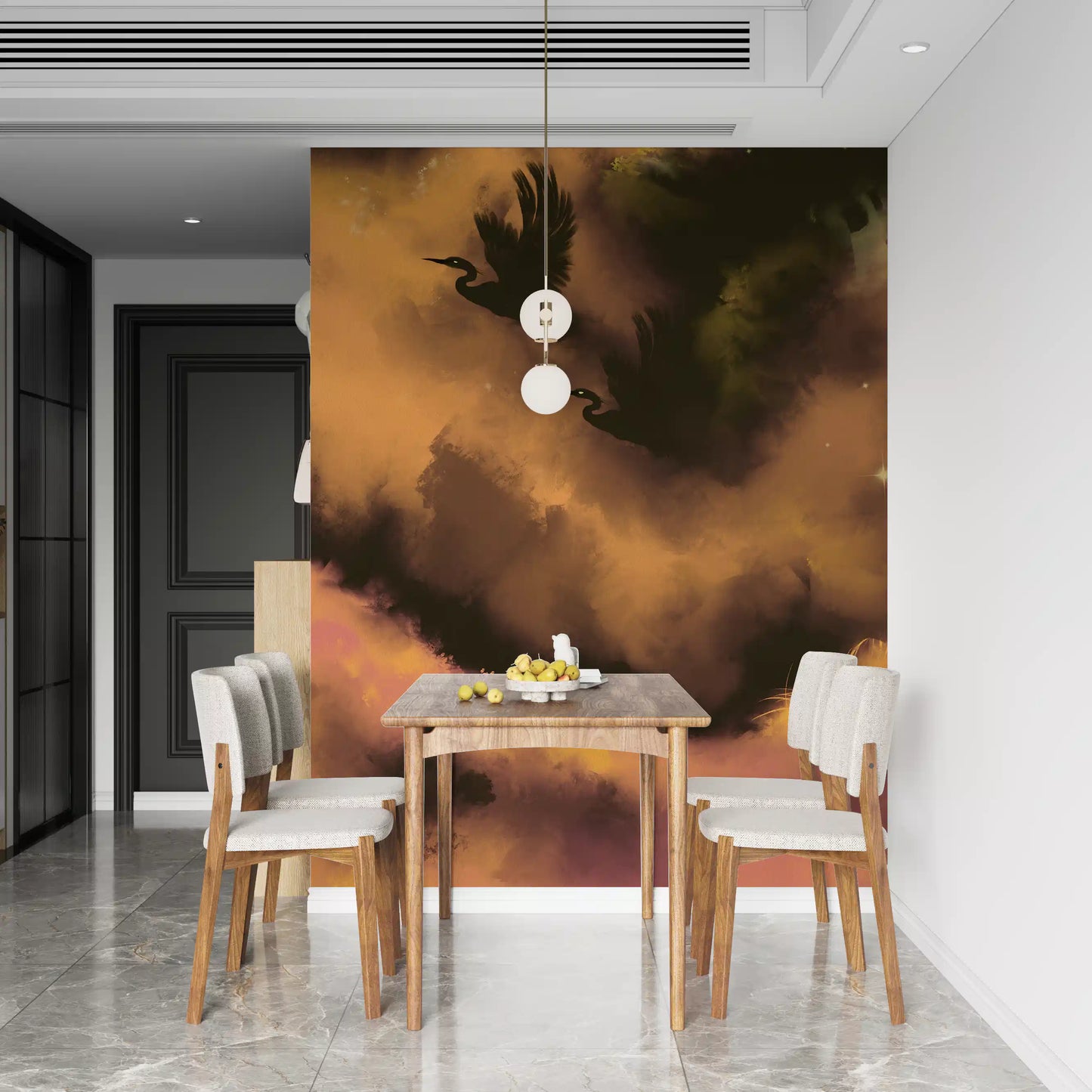 Ethereal Flight Moody Mystical Watercolor Dark Wall Mural