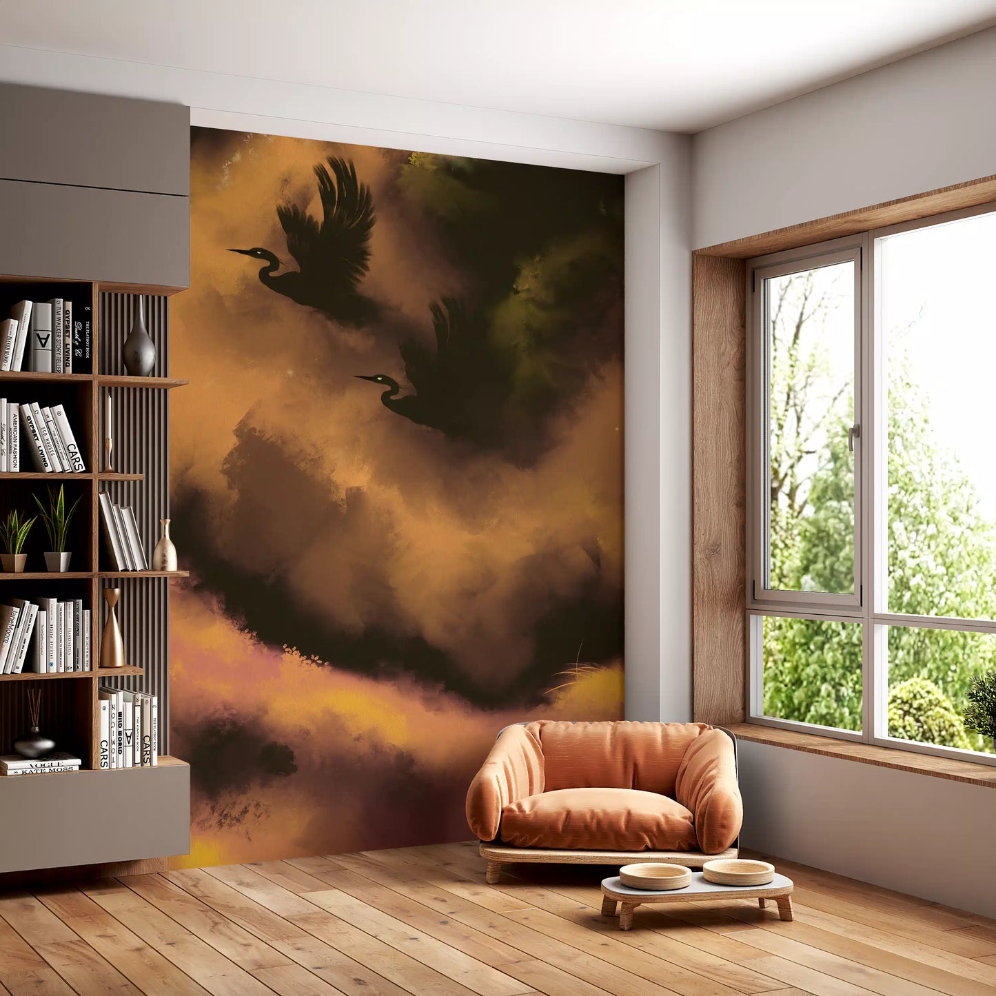 Ethereal Flight Moody Mystical Watercolor Dark Wall Mural