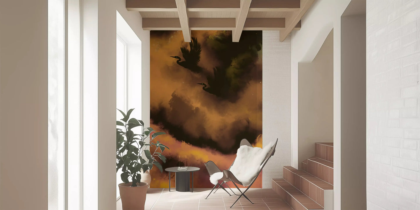 Ethereal Flight Moody Mystical Watercolor Dark Wall Mural