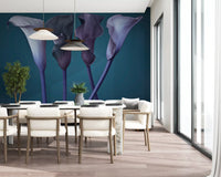 Muted purple and blue calla lily mural with a smooth, even surface.