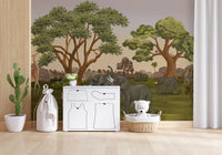 Savanna animal mural styled on a kids room feature wall., GD10167