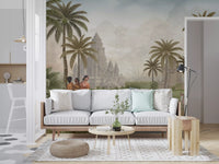 Tropical heritage landscape mural shown on a hallway wall., GD10192