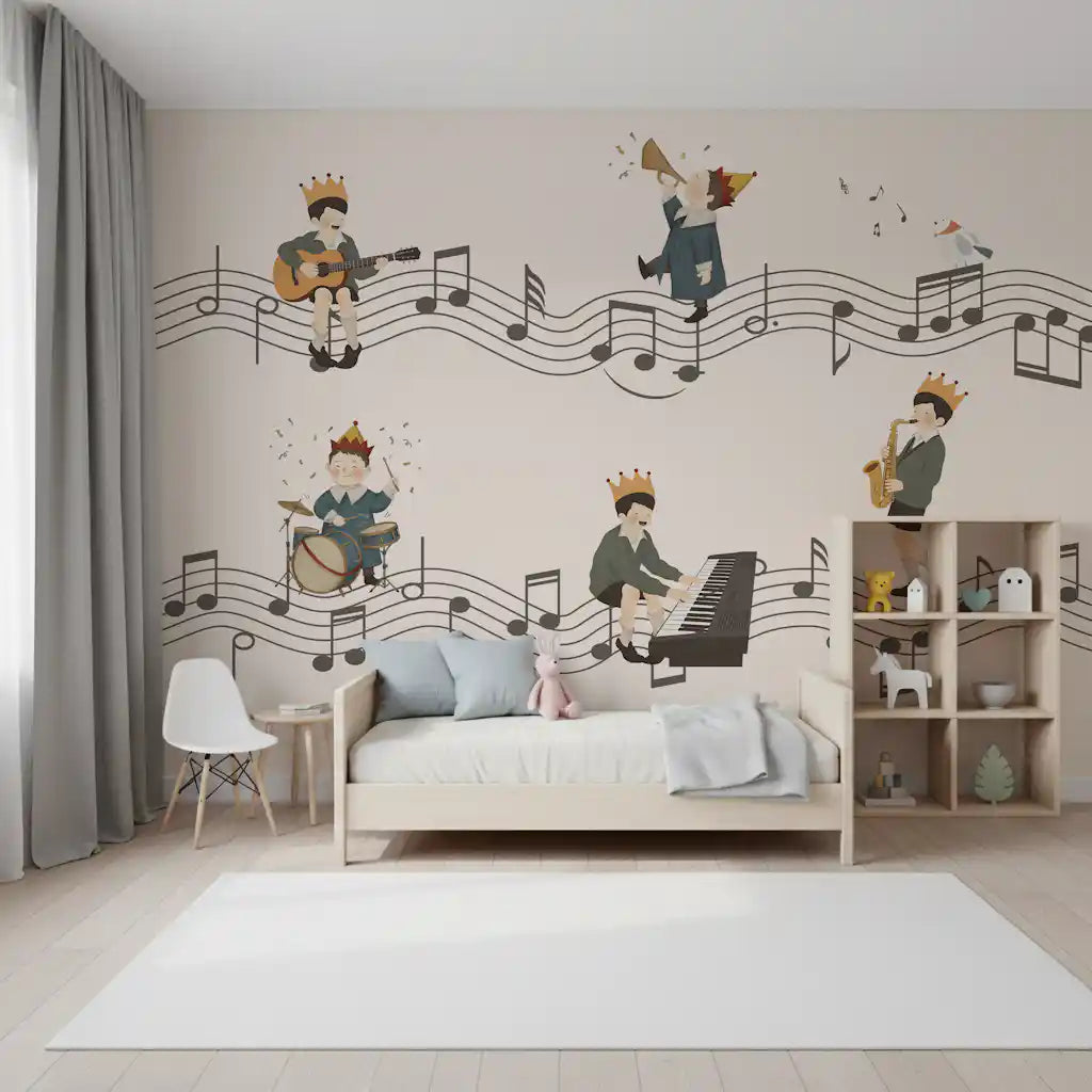 Whimsical Melody Makers wall mural for children's bedroom., GD10198