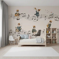 Whimsical Melody Makers wall mural for children's bedroom., GD10198