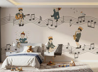 Golden paper crowns repeat on every young player in the Melody Makers wall mural., GD10198
