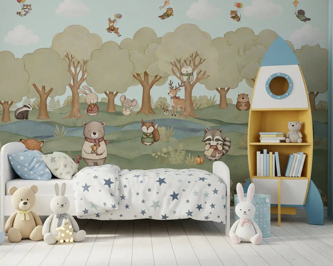 Whimsical Woodland Friends Wall Mural