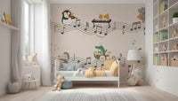 Harmonious animal band wall mural styled on a kids bedroom backdrop., GD10206