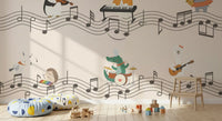Peach animal music band mural styled on a kids nursery wall., GD10206