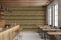 Pillared chhatris wallpaper with curved domes flanked by orchard groves., GD10208