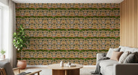 Deep green gardens wallpaper with cypress and pomegranate trees between palaces., GD10208