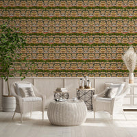 Garden wallpaper with terracotta rooftops over walled courtyards., GD10208