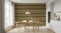Royal garden pattern wallpaper with mirrored Mughal havelis and chhatris., GD10208
