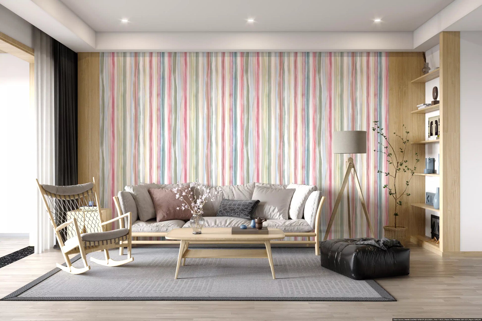 Painterly stripe wallpaper with uneven brush widths across each colour band., GD10209