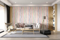 Painterly stripe wallpaper with uneven brush widths across each colour band., GD10209